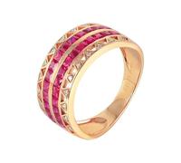 Eternity Bands for Women Yellow Gold, Simple Wedding Ring Lab Created Ruby 1.52ct Drill Row Jewelry 18K Yellow Gold with Moissanite Size J 1/2