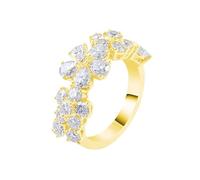 Eternity Bands for Women Yellow Gold, Trendy Rings Moissanite 1ct Flower Jewelry 9K Yellow Gold for Mother Size M 1/2