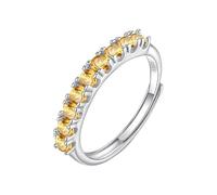 Eternity Cubic Zirconia Ring 925 Sterling Silver Wedding Ring For Women Natural Gemstone Finger Band Statement Promise Band For Her With Box, Silver Or Rose Gold Citrine
