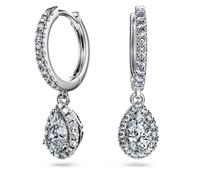 Eternity drop earrings, Lab-grown diamonds 1.25 ct tw, Pear shape, 18K white gold