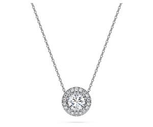 Eternity halo solitaire pendant, Lab-grown diamonds 0.59 ct tw, Round shape, 18K white gold