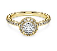 Eternity halo solitaire ring, Lab-grown diamonds 0.8 ct tw, Round shape, 18K yellow gold