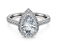Eternity halo solitaire ring, Lab-grown diamonds 1.3 ct tw, Pear shape, 18K white gold