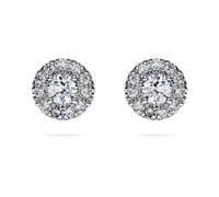 Eternity halo stud earrings, Lab-grown diamonds 0.45 ct tw, Round shape, Sterling silver