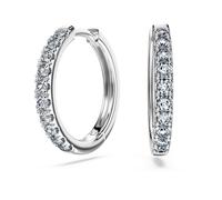 Eternity hoop earrings, Lab-grown diamonds 0.5 ct tw, Round shape, Sterling silver