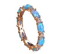 Eternity Opal Glow Ring, Oval Shaped Opal Colorful Ring, Exquisite Eternity Rings for Women, Jewelry Gifts for Your Bestie (D,8)