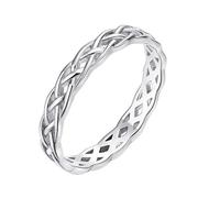 Eternity Ring for Women, 14K White Gold Wedding Band 4mm Hollow Infinity Ring Size M 1/2