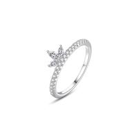 Eternity Ring for Women, Mid Finger Rings Crown Design with Moissanite 9K White Gold Size S 1/2