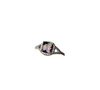Eternity Ring for Women Mystic Topaz Wedding Engagement Infinite Band 8mm Princess Cut Simulated Mystic Rainbow Gemstone 925 Sterling Silver Cubic Zirconia Promise Ring(8#), KK-R025-JY608