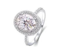 Eternity Ring for Women, Wedding Band Rings for Women 4ct Oval Shape Moissanite 18.1K White Gold Size U 1/2