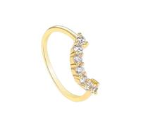Eternity Ring for Women, Wedding Band Unisex Gold Delicate with Round Shape Moissanite 9K Yellow Gold Size J 1/2