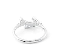 Eternity Ring for Women, Wedding Ring Moissanite Leaves Silver Jewelry 9K White Gold Birthday Gift for Her Size T 1/2