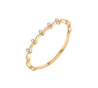Eternity Ring for Women, Yellow Gold Ring Thick 18K Crown Shaped with Natural Diamond Size V 1/2