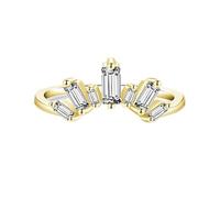 Eternity Ring Moissanite, 9K Gold Rings 375 Yellow Gold Rectangle Shape Crown for Proposal Jewelry Size M 1/2