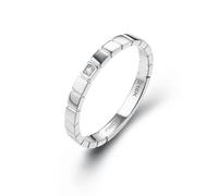 Eternity Ring White Gold, Metal Rings for Women Moissanite Round Jewelry 9K White Gold for Bride Size P 1/2