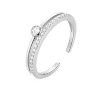 Eternity Ring White Gold, Moissanite Ring 9K Gold Round Shape Adjustable Band Trendy Jewelry for Women Size L 1/2