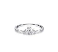 Eternity Ring White Gold, Wedding Band for Women Vintage Simple Crown Design with 0.25ct Waterdrop Moissanite 9K White Gold Band Ring Size N 1/2