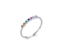 Eternity Rings, Promise Ring to Myself Round with Multicolor Cubic Zirconia 14K White Gold Size K 1/2