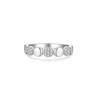 Eternity Rings, Promise Rings for Her Circle Silver with Round Shape Lab Created Diamond 9K White Gold Size I 1/2
