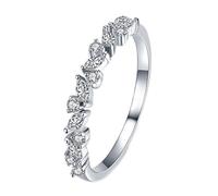 Eternity Rings, Rings for Me Dainty Leaf with Marquise Shape Moissanite 9K White Gold Size R 1/2