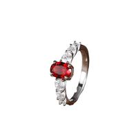 Eternity Rings, Simple Engagement Rings Elegant 4 Prong Oval Lab Ruby 1.2Ct with Round Moissanite 9K White Gold Size J 1/2