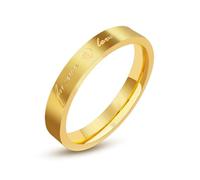 Eternity Rings, Stainless Steel Wedding Band Rings for Woman Gold Size N 1/2 Polished 3.5mm Forever Love Heart Engraved Gifts for Women Wedding