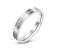 Eternity Rings, Womens Silver Ring Stainless Steel Size N 1/2 Polished 3.5mm Forever Love Heart Engraved Gifts for Wedding Jewelry