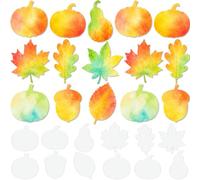 Eternity sky 150Pcs Fall Paper Art Crafts - Color Diffusing Watercolor Acorns Maple Leave Pumpkins for Kids Autumn Classroom Decoration