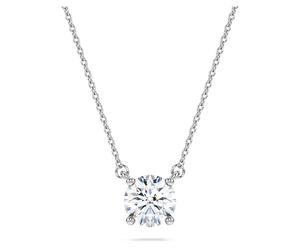 Eternity solitaire pendant, Lab-grown diamonds 1 ct tw, Round shape, 18K white gold
