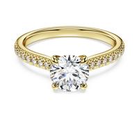 Eternity solitaire ring, Lab-grown diamonds 1.2 ct tw, Round shape, 18K yellow gold