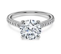 Eternity solitaire ring, Lab-grown diamonds 2.2 ct tw, Round shape, 18K white gold