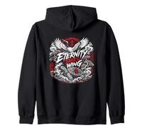Eternity Takes Wing Japanese Crane Turtle Waves Zip Hoodie