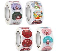 Eterspr Christmas Stickers Set: 2000 Round Labels, Multicolor, Mixed Patterns (Bells, Santa Claus, Snowman, Cartoon), Glossy, Self-Adhesive, Indoor Use, Stickers for Gift Wrapping, Decoration