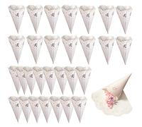 Eterspr Pack of 30 party paper cones, wedding confetti bags, hollow print, for paper wedding confetti cones, candy flower plates and confetti