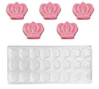 Eterspr Transparent Crown Shape Chocolate Mold Polycarbonate, 21 Half-hole Design, Easy to Demold and Clean, for Baking Chocolates, Pastries, Candies, DIY Production