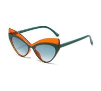 ETETGVG Cat Eye Sunglasses for Women Luxury Large Frame Outdoors Travel Driving Trend Uv400(Green Blue Gray)
