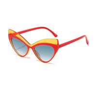 ETETGVG Cat Eye Sunglasses for Women Luxury Large Frame Outdoors Travel Driving Trend Uv400(Red Blue Gray)