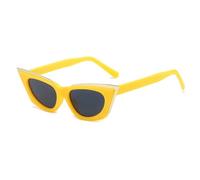 ETETGVG Cat Eye Sunglasses for Women Men Retro Luxury Hip Hop Trend Outdoors Travel Party Uv400(Yellow Gray)