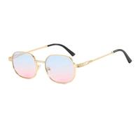ETETGVG Classic Luxury Metal Frame Sunglasses for Women Men Trend Outdoor Drive Travel Uv400(Gold Blue Pink)