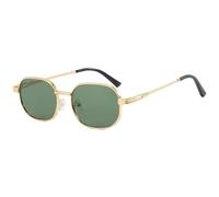ETETGVG Classic Luxury Metal Frame Sunglasses for Women Men Trend Outdoor Drive Travel Uv400(Gold Green)
