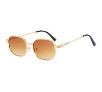 ETETGVG Classic Luxury Metal Frame Sunglasses for Women Men Trend Outdoor Drive Travel Uv400(Gold Gradient Tea)