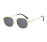 ETETGVG Classic Luxury Metal Frame Sunglasses for Women Men Trend Outdoor Drive Travel Uv400(Gold Gray)