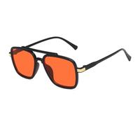 ETETGVG Classic Retro Double Bridge Frame Sunglasses for Women Men Punk Summer Drive Travel Uv400(Black Red)