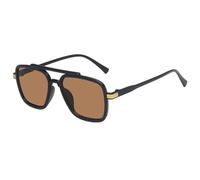 ETETGVG Classic Retro Double Bridge Frame Sunglasses for Women Men Punk Summer Drive Travel Uv400(Black Brown)