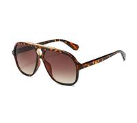 ETETGVG Classic Retro Double Bridge Sunglasses for Women Men Outdoors Driving Uv400(Leopard Gradient Tea)