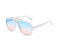 ETETGVG Classic Retro Double Bridge Sunglasses for Women Men Outdoors Driving Uv400(White Blue Pink)