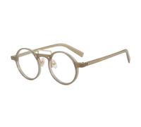 ETETGVG Classic Small Round Frame Double Bridge Punk Sunglasses for Women's Men's Travel Rice Nail Uv400(Tea Clear)