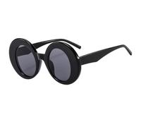 ETETGVG Color Fashion Oval Oversized Sunglasses for Women Men Colorful Retro Round Gradient Punk(Black Black)