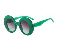 ETETGVG Color Fashion Oval Oversized Sunglasses for Women Men Colorful Retro Round Gradient Punk(Green Gray)