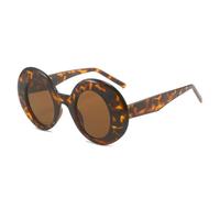 ETETGVG Color Fashion Oval Oversized Sunglasses for Women Men Colorful Retro Round Gradient Punk(Leopard Tea)